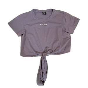 Echt Womens Athletic Cropped Tie In Front Impetus Tee Top Size Medium